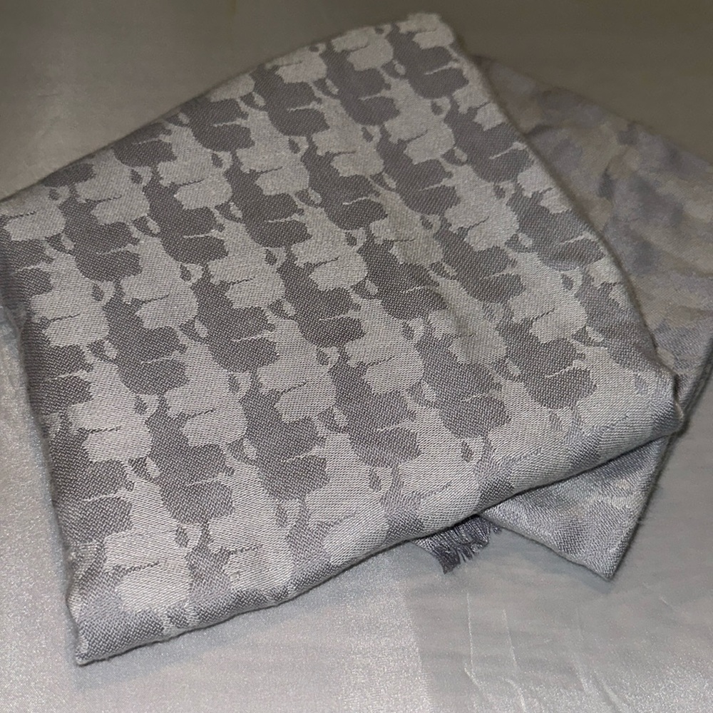 Karl Lagerfeld Paris Two-Toned Grey Pashmina Scarf with Karl Silhouette